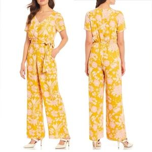 Gibson Latimer Women's Yellow Floral Jumpsuit Size XXL Short Sleeve